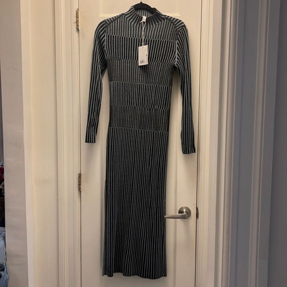 Cos Stripped Rib Knit Midi Dress